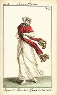 Fichu Prints: Woman in petticoat and Mamluk overdress, Paris, 1804