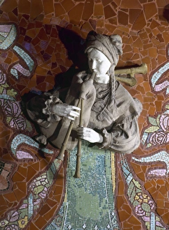 Woman Playing the bagpipes. Palace of Catalan Music. Barcelo Woman Playing the bagpipes. Palace of Catalan Music. Barcelo