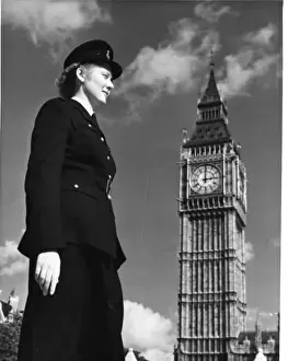 Woman police officer on duty in Westminster, London