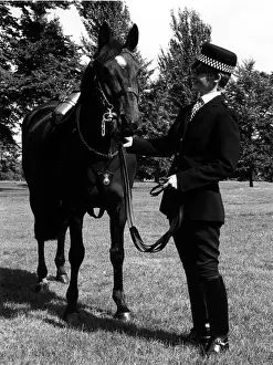 Woman police officer with her horse, London