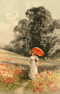 Images Dated 26th January 2016: Woman in a poppy field