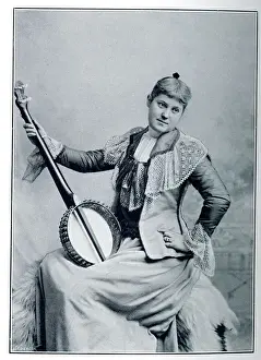 Banjo Prints: Woman posing with banjo