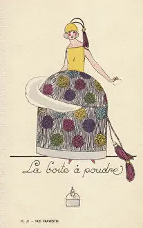 Handcoloring Prints: Woman in powder box costume