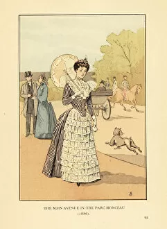 Images Dated 17th July 2019: Woman promenading in the Parc Monceau, 1886