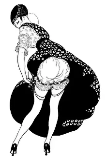 Garters Prints: Woman putting on garters