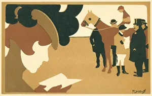 Laskoff Prints: Woman at a race meeting