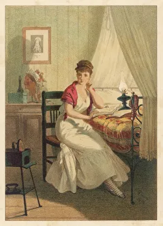Bed Room Gallery: Woman reading a book in her bedroom