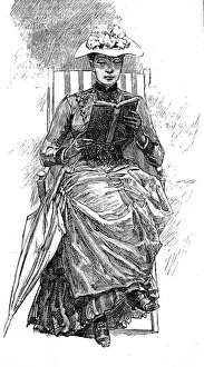 Woman reading on the deck of an Atlantic Steamship, 1888