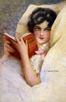 Girl Reading in Bed