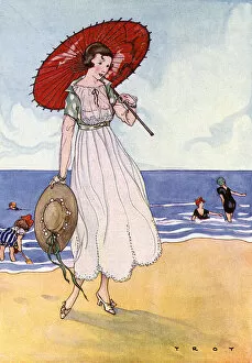 Scallop Gallery: Woman with red parasol 1915