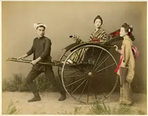 Rick Shaw Prints: Woman in rickshaw