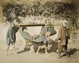 Palanquin Prints: A woman riding in a palanquin