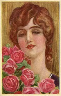 Sergio Prints: Woman with roses