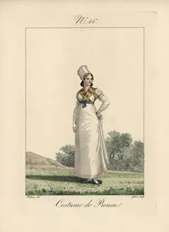 Femmes Prints: Woman of Rouen wearing a small