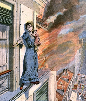 Apartment Gallery: Woman saving child by walking narrow ledge