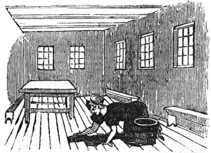 Woman scrubbing floor, c. 1800