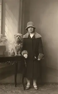 Woman with scruffy dog