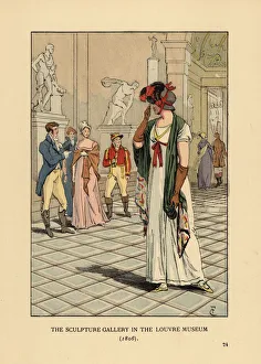 Images Dated 10th July 2019: Woman in the sculpture gallery in the Louvre Museum, 1806