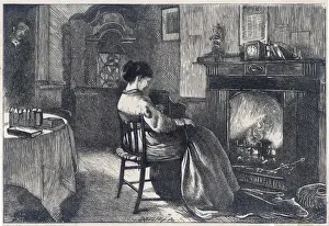 Warming Prints: Woman Sits by Fire / 1867