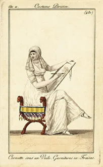 Carle Vernet Prints: Woman sketching a landscape, Paris, 1803