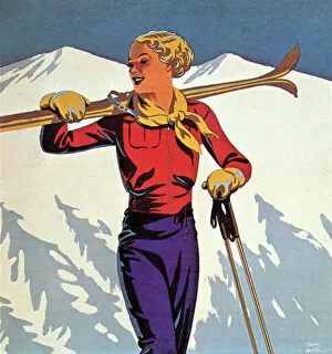 Shadows Gallery: Woman Skier Walking Date: 1925