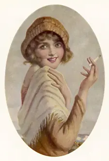 Flake Prints: Woman Smoking 1930