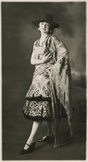 Images Dated 19th March 2021: A woman in Spanish costume with the characteristic Spanish shawl. Date: 1930 s