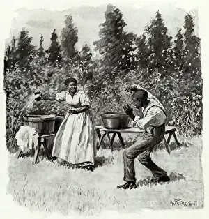 Pictures Now Prints: Woman before Splashing Man with Laundry Water