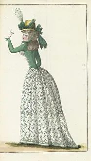 Gauze Prints: Woman in straw hat a la Jardiniere, 1790