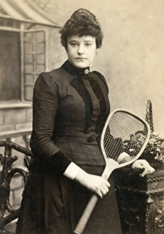 Woman with a tennis racquet, c. 1885