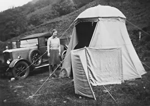 Breaker Gallery: Woman with tent and car, Stratheyre, Isle of Skye, Scotland