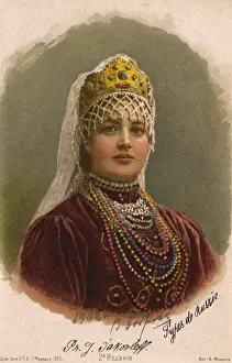 Viktor Prints: Woman in traditional Russian Costume