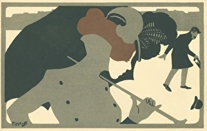 Buttoned Collection: Woman with umbrella
