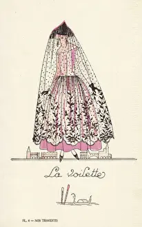 Handcoloring Prints: Woman in veil costume