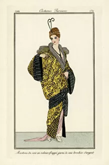 Andre Gallery: Woman in velvet evening coat with silver silk embroidery