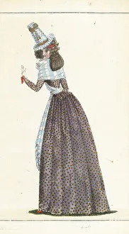 Lebrun Tossa Prints: Woman in violet caraco and petticoat, 1790