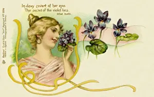 Violets Prints: Woman with violets