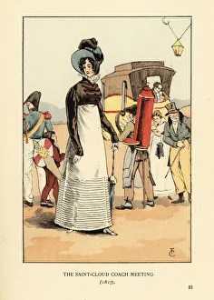 Bourbon Gallery: Woman waiting for the Saint Cloud stage coach, 1817