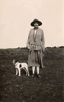 Russell Gallery: Woman out walking with a dog, Eastbourne, Sussex
