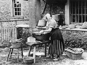 Woman on wash day in the country, 1890s
