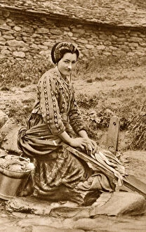 Images Dated 4th September 2018: Woman washing clothes, Savoie district, France