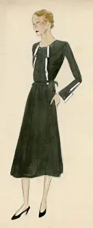 Dryden Prints: Woman wearing black dress 1930s