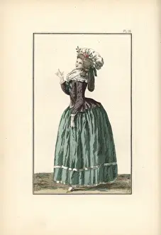 Eloffe Prints: Woman wearing an English-style dress with peasant