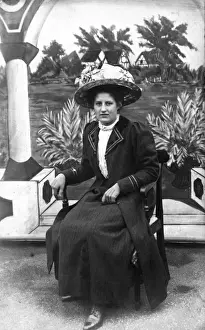 Woman wearing huge hat