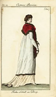 Carle Vernet Prints: Woman wearing a wool kerchief-shawl, Paris, 1803