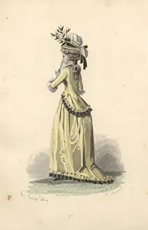 Directoire Prints: Woman in wig, bonnet trimmed with foliage