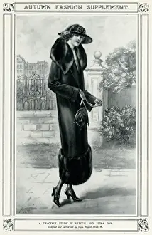 Velour Prints: Woman in a winter fur coat 1923