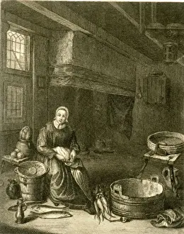 Chopping Prints: Woman at work in a Flemish kitchen