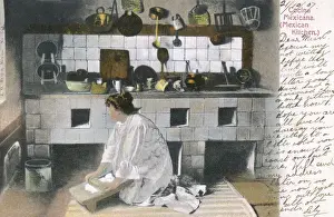 Culinary Prints: Woman at work in a kitchen, Mexico