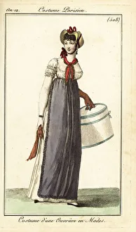 Fichu Prints: Woman working in the fashion industry, Paris, 1803
